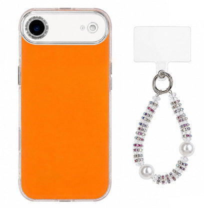 For iPhone Air Dopamine Color Skin-Friendly IMD Phone Case with Beaded Wrist Strap - Orange - EDA009766204E