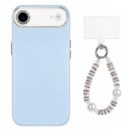 For iPhone Air Dopamine Color Skin-Friendly IMD Phone Case with Beaded Wrist Strap - Blue - EDA009766204F