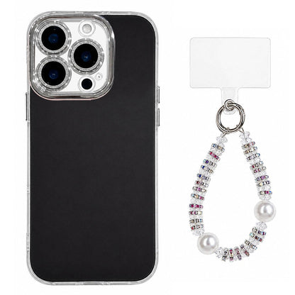 For iPhone 14 Pro Dopamine Color Skin-Friendly IMD Phone Case with Beaded Wrist Strap - Black - EDA009766213A