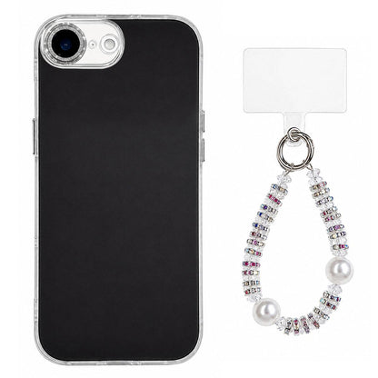 For iPhone 17e / 16e Dopamine Color Skin-Friendly IMD Phone Case with Beaded Wrist Strap - Black - EDA009766218A