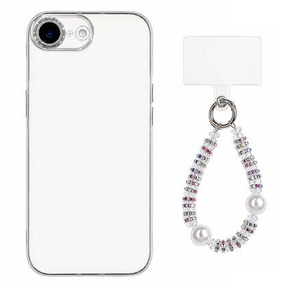 For iPhone 17e / 16e Dopamine Color Skin-Friendly IMD Phone Case with Beaded Wrist Strap - White - EDA009766218B