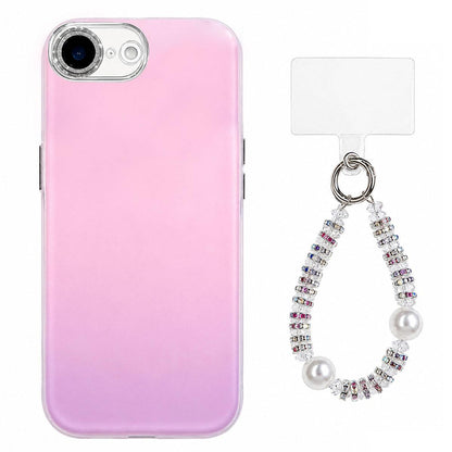 For iPhone 17e / 16e Dopamine Color Skin-Friendly IMD Phone Case with Beaded Wrist Strap - Purple - EDA009766218D