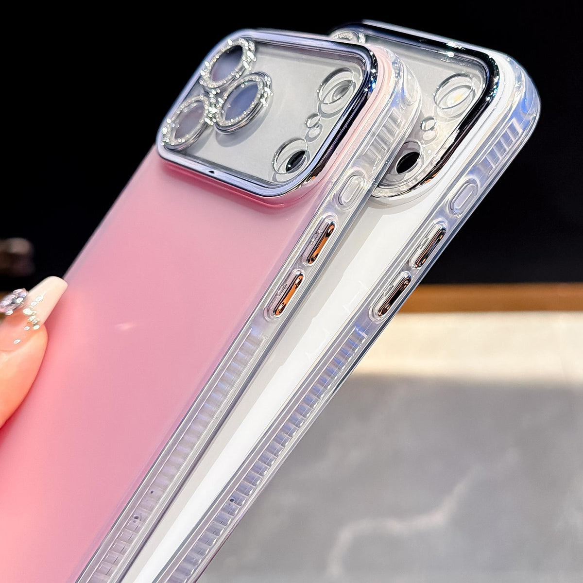For iPhone 17 Pro Dopamine Color Skin-Friendly IMD Phone Case with Beaded Wrist Strap - Purple - EDA009766202D