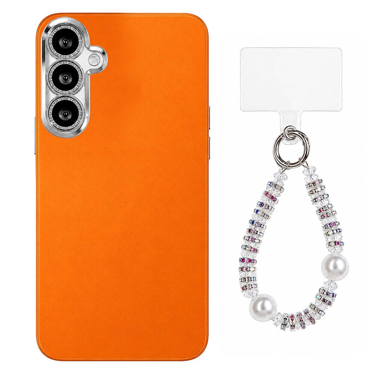For Galaxy A26 5G Dopamine Color Skin-Friendly IMD Phone Case with Beaded Wrist Strap - Orange - EDA009766304E