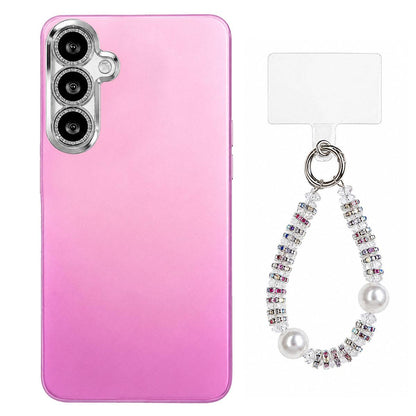 For Galaxy A56 5G Dopamine Color Skin-Friendly IMD Phone Case with Beaded Wrist Strap - Purple - EDA009766310D