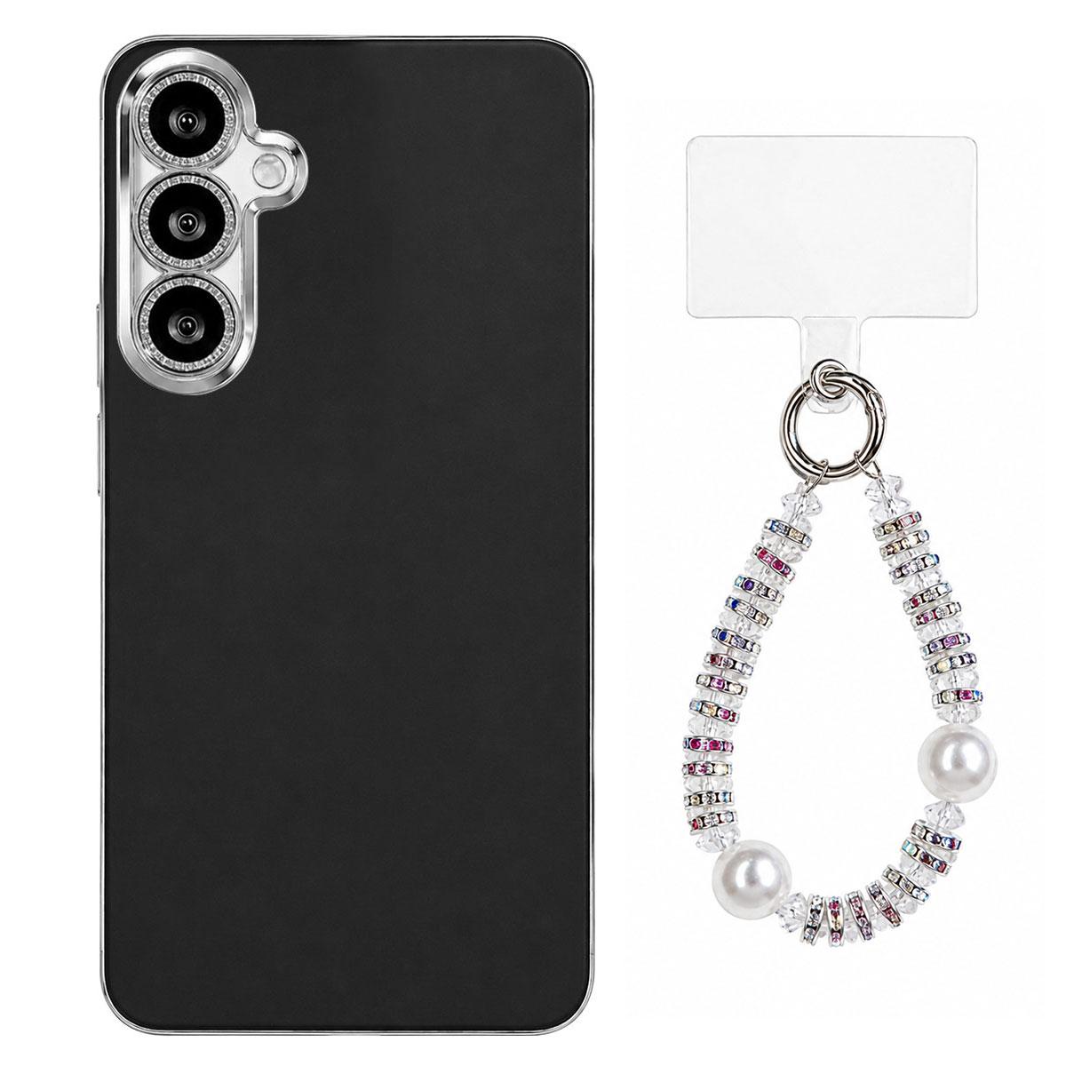 For Galaxy A57 5G Dopamine Color Skin-Friendly IMD Phone Case with Beaded Wrist Strap - Black - EDA009766311A