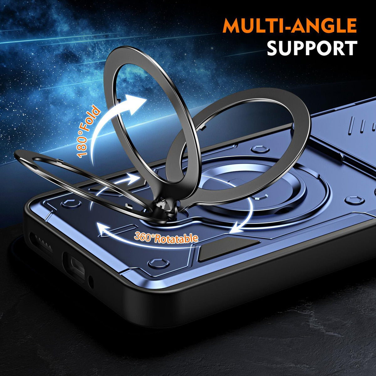 For Xiaomi 15T Pro 5G Ring Holder Lens Slide Cover Phone Case - Black - EDA009767202C