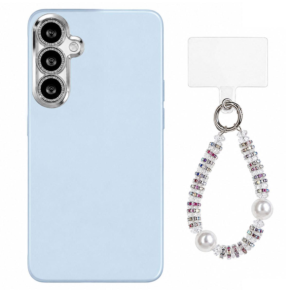 For Galaxy S24 FE 5G Dopamine Color Skin-Friendly IMD Phone Case with Beaded Wrist Strap - Blue - EDA009768203F