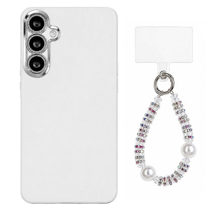 For Galaxy S26 FE 5G Dopamine Color Skin-Friendly IMD Phone Case with Beaded Wrist Strap - White - EDA009768211B