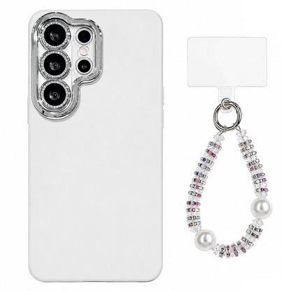 For Galaxy S26 Ultra 5G Dopamine Color Skin-Friendly IMD Phone Case with Beaded Wrist Strap - White - EDA009768213B
