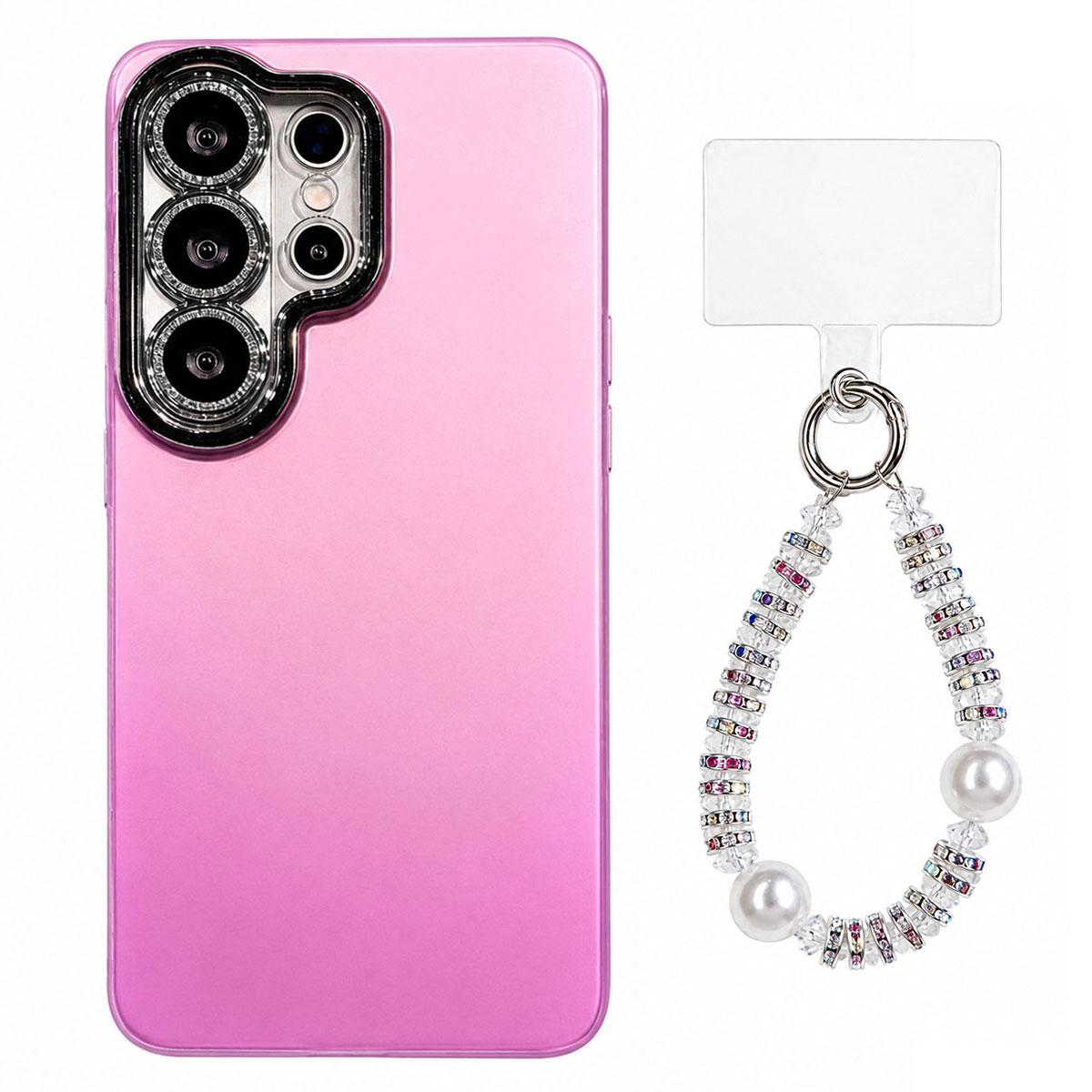 For Galaxy S26 Ultra 5G Dopamine Color Skin-Friendly IMD Phone Case with Beaded Wrist Strap - Purple - EDA009768213D