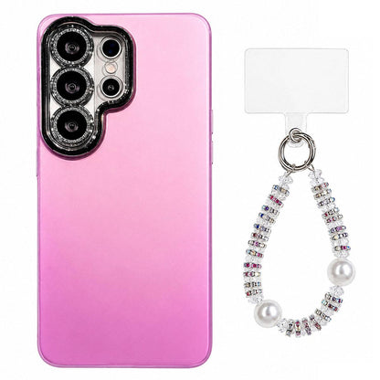 For Galaxy S26 Ultra 5G Dopamine Color Skin-Friendly IMD Phone Case with Beaded Wrist Strap - Purple - EDA009768213D