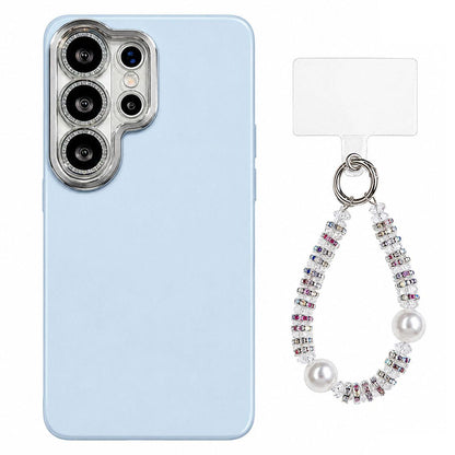 For Galaxy S26 Ultra 5G Dopamine Color Skin-Friendly IMD Phone Case with Beaded Wrist Strap - Blue - EDA009768213F