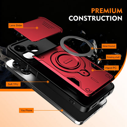 For Honor X5c 4G / X5c Plus Ring Holder Lens Slide Cover Phone Case - Blue - EDA009769001B