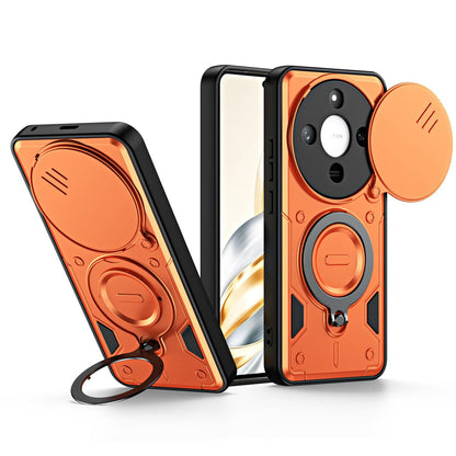 For Honor X9c / Magic7 Lite Ring Holder Lens Slide Cover Phone Case - Orange - EDA009769003A