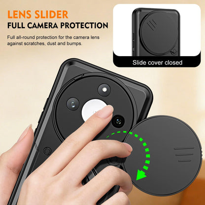 For Honor X9c / Magic7 Lite Ring Holder Lens Slide Cover Phone Case - Black - EDA009769003C