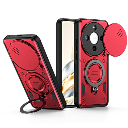 For Honor X9c / Magic7 Lite Ring Holder Lens Slide Cover Phone Case - Red - EDA009769003D