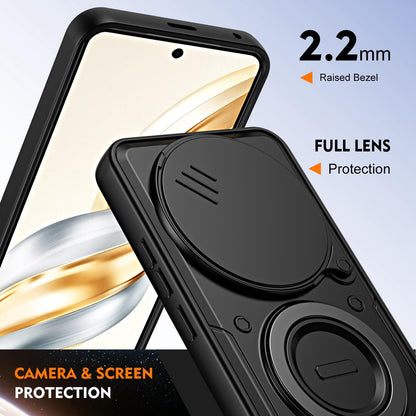 For Honor X9c / Magic7 Lite Ring Holder Lens Slide Cover Phone Case - Red - EDA009769003D