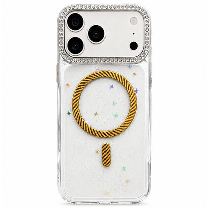 For iPhone 17 Pro Max Epoxy Glitter Threaded Magnetic Phone Case - Gold - EDA009771001D