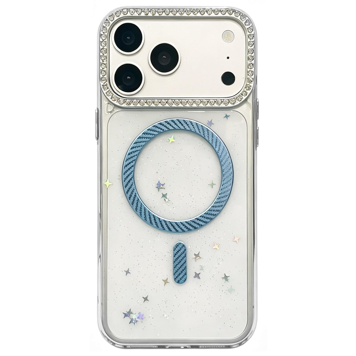 For iPhone 17 Pro Epoxy Glitter Threaded Magnetic Phone Case - Blue - EDA009771002A