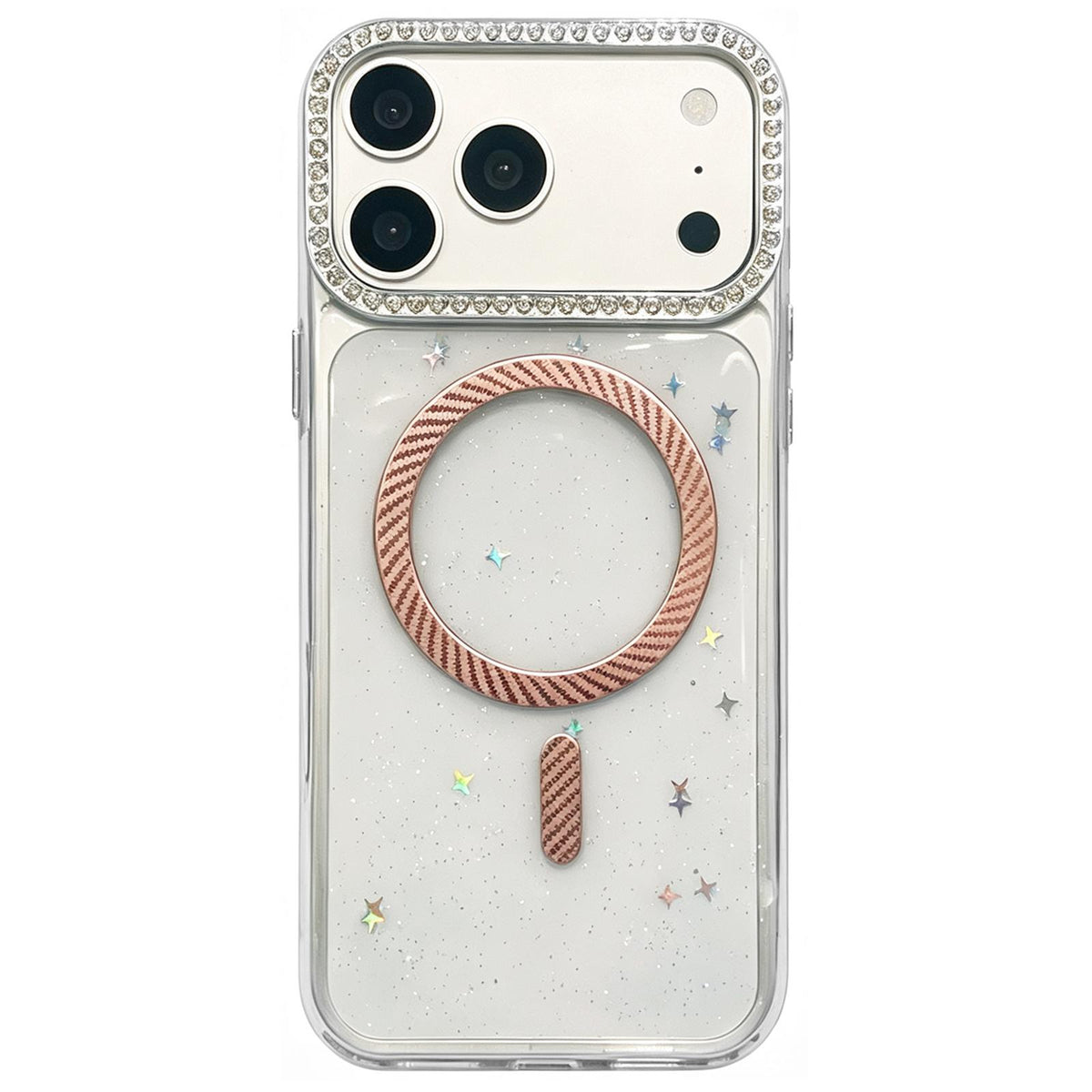 For iPhone 17 Pro Epoxy Glitter Threaded Magnetic Phone Case - Pink - EDA009771002B