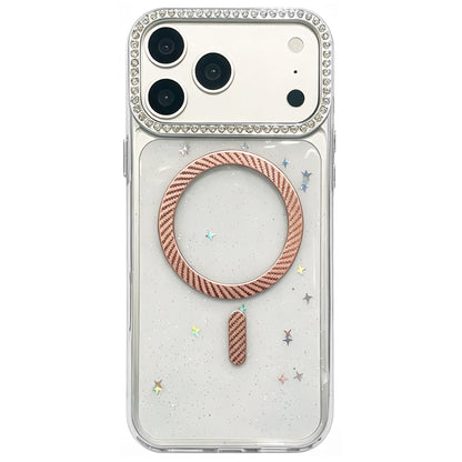 For iPhone 17 Pro Epoxy Glitter Threaded Magnetic Phone Case - Pink - EDA009771002B