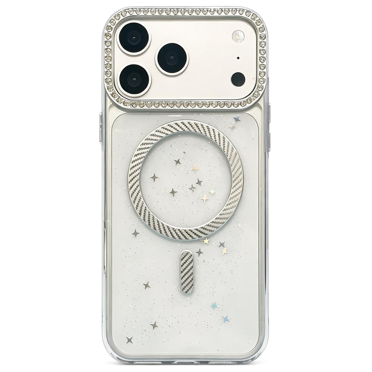 For iPhone 17 Pro Epoxy Glitter Threaded Magnetic Phone Case - Grey - EDA009771002C