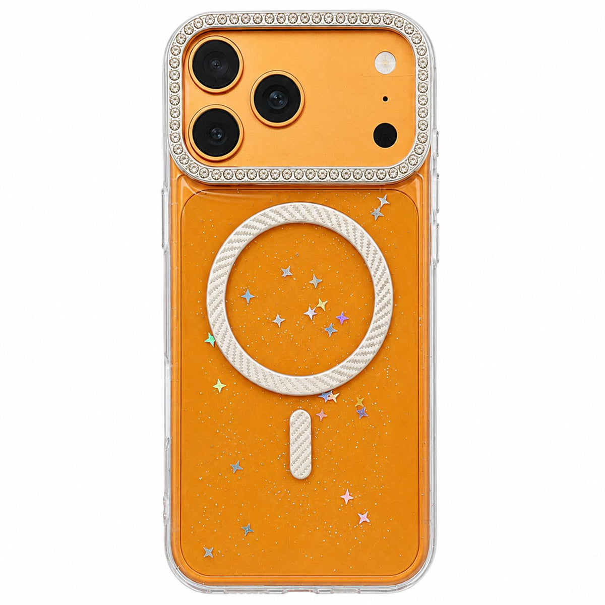 For iPhone 17 Pro Epoxy Glitter Threaded Magnetic Phone Case - Silver - EDA009771002E