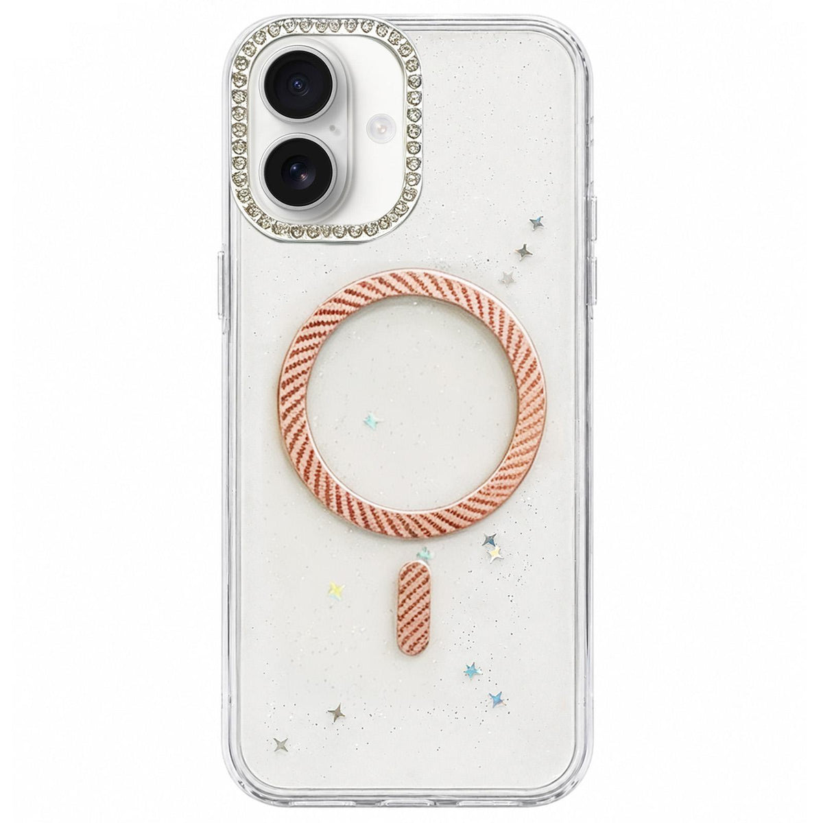For iPhone 17 Epoxy Glitter Threaded Magnetic Phone Case - Pink - EDA009771003B