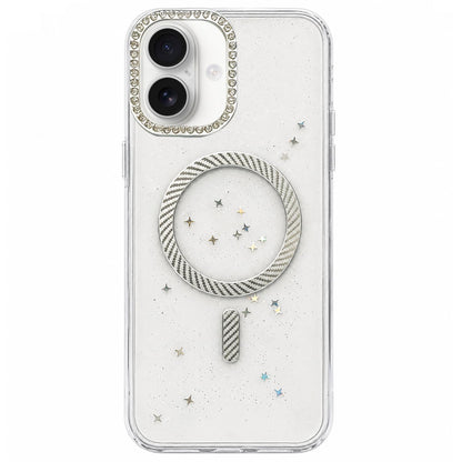 For iPhone 17 Epoxy Glitter Threaded Magnetic Phone Case - Grey - EDA009771003C