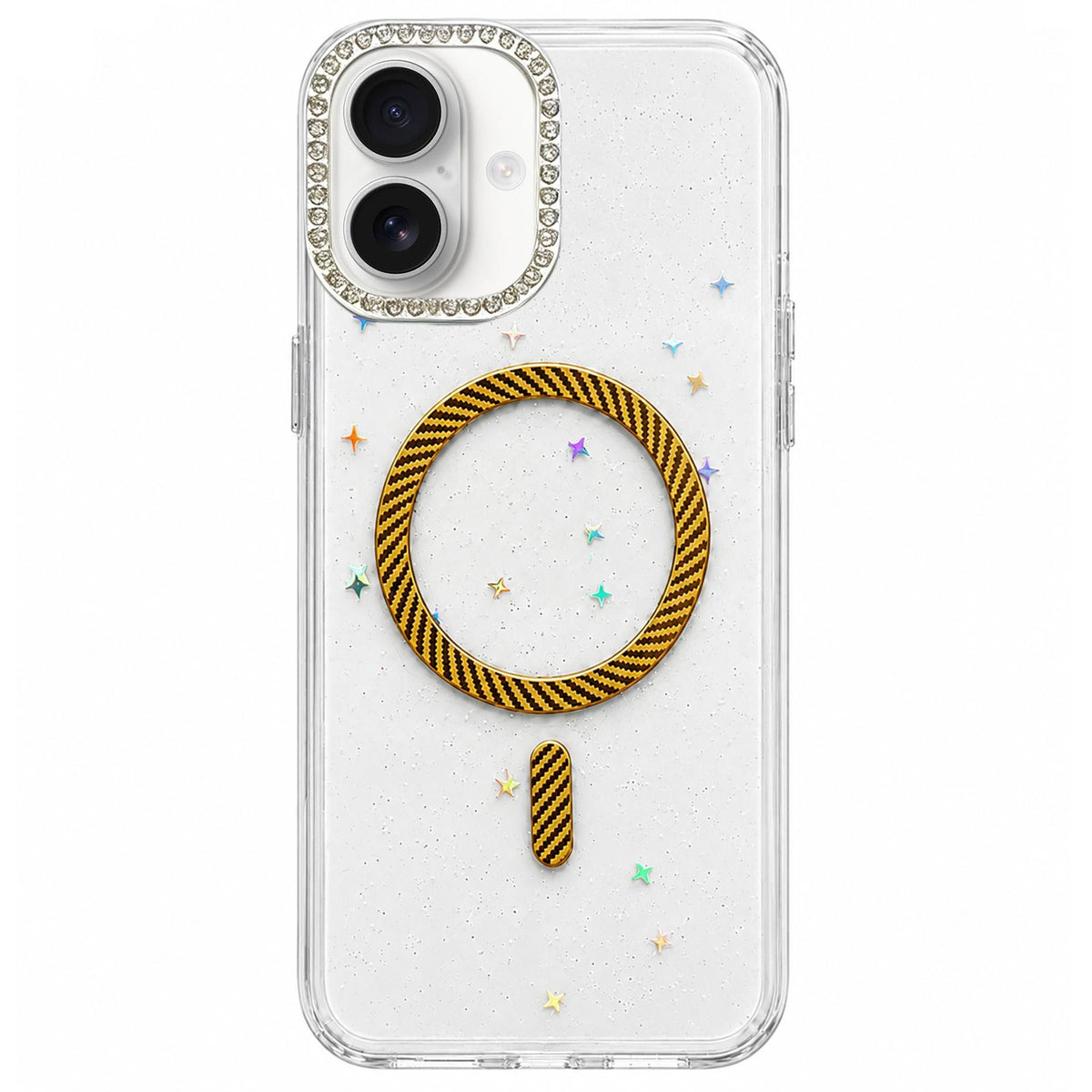 For iPhone 17 Epoxy Glitter Threaded Magnetic Phone Case - Gold - EDA009771003D