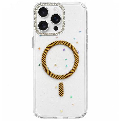 For iPhone 15 Pro Epoxy Glitter Threaded Magnetic Phone Case - Gold - EDA009771010D