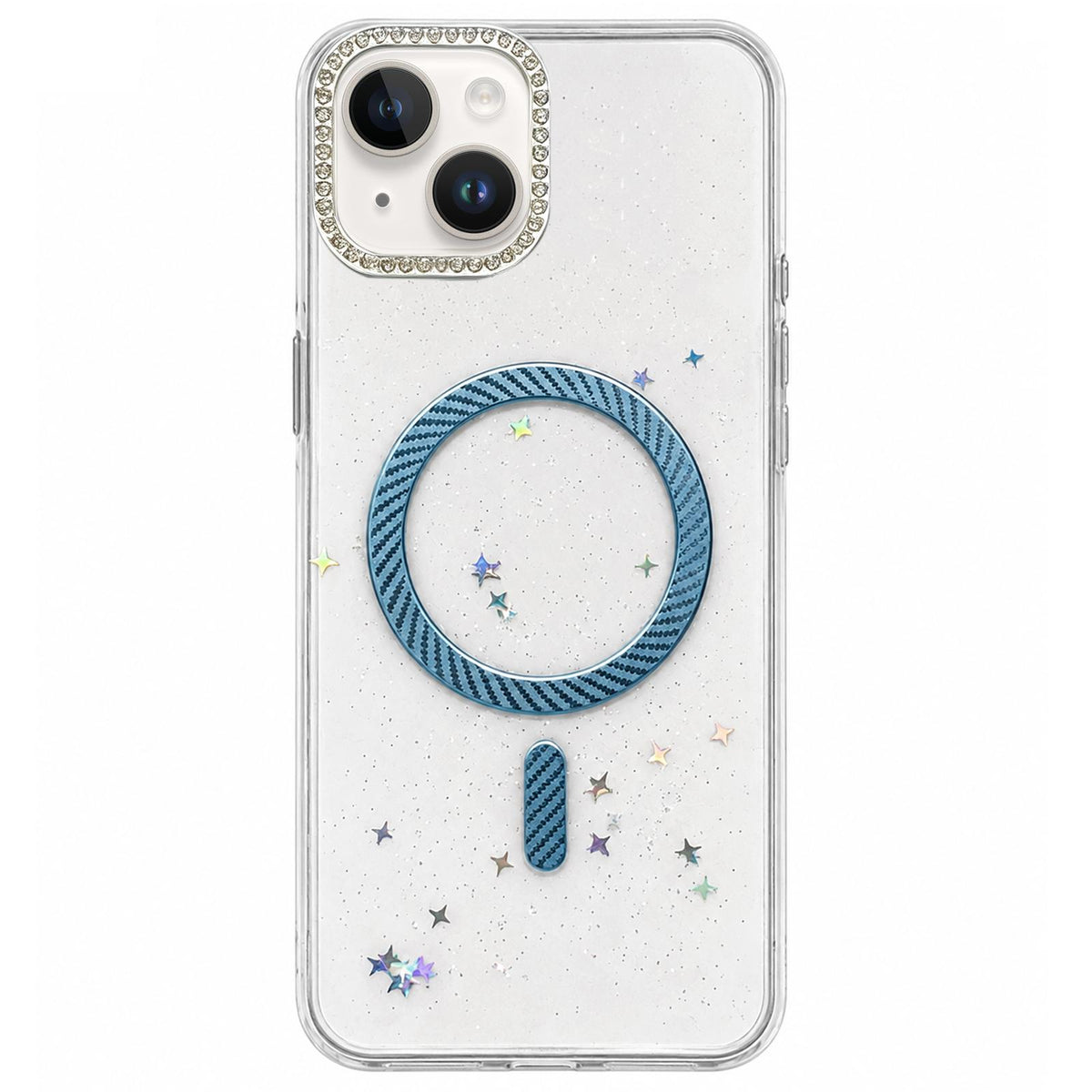 For iPhone 15 Plus Epoxy Glitter Threaded Magnetic Phone Case - Blue - EDA009771011A