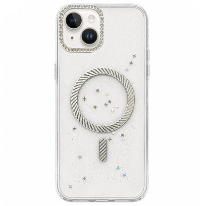 For iPhone 14 Epoxy Glitter Threaded Magnetic Phone Case - Grey - EDA009771014C