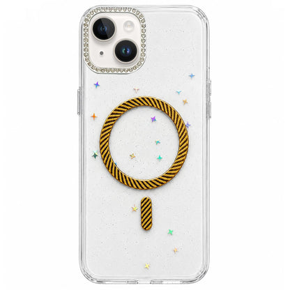 For iPhone 14 Epoxy Glitter Threaded Magnetic Phone Case - Gold - EDA009771014D