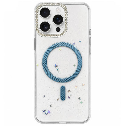For iPhone 14 Pro Max Epoxy Glitter Threaded Magnetic Phone Case - Blue - EDA009771016A