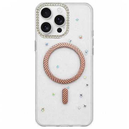 For iPhone 13 Pro Epoxy Glitter Threaded Magnetic Phone Case - Pink - EDA009771018B