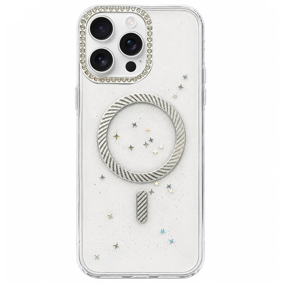 For iPhone 13 Pro Epoxy Glitter Threaded Magnetic Phone Case - Grey - EDA009771018C