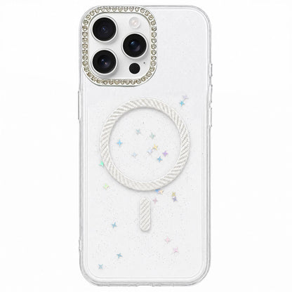 For iPhone 13 Pro Epoxy Glitter Threaded Magnetic Phone Case - Silver - EDA009771018E