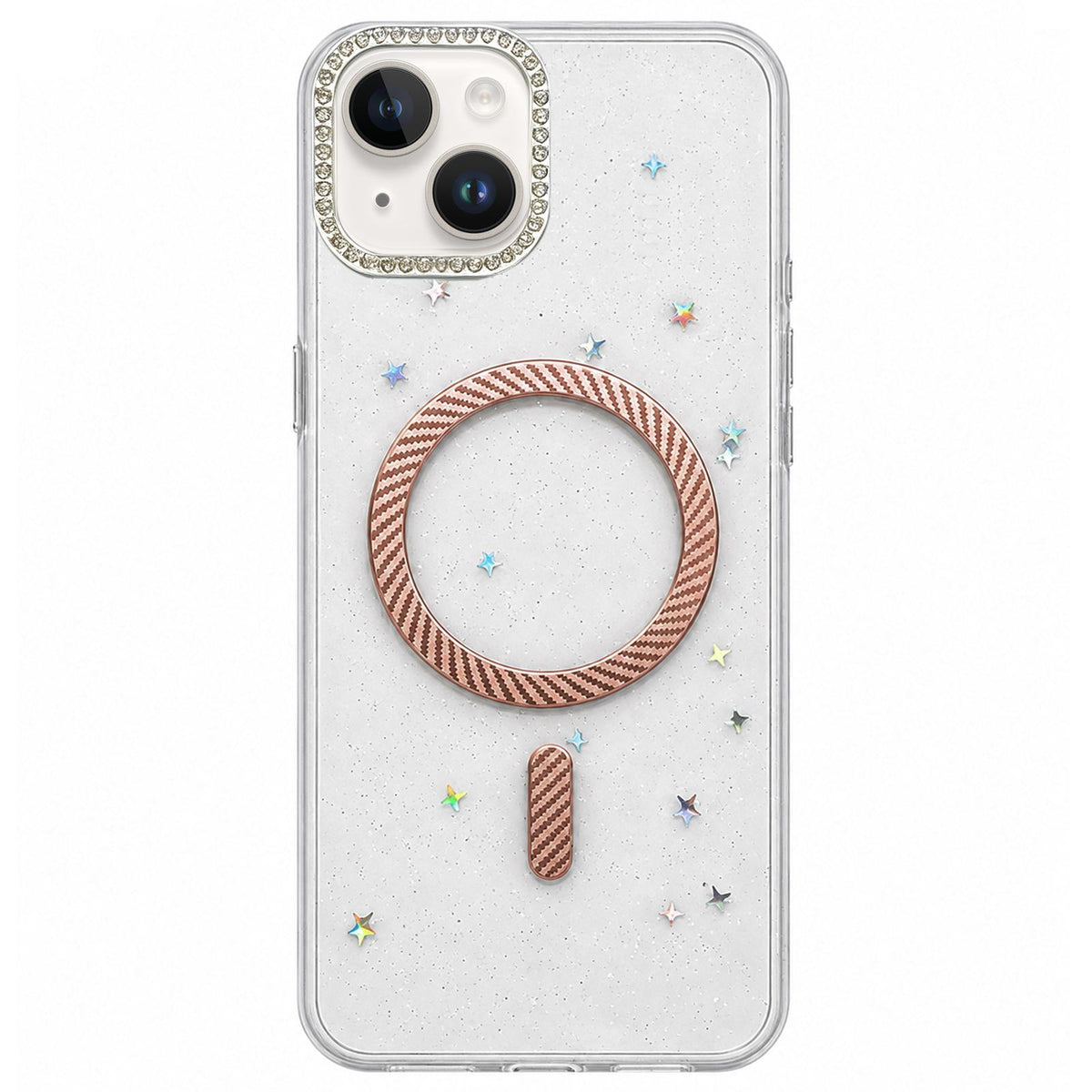 For iPhone 13 Epoxy Glitter Threaded Magnetic Phone Case - Pink - EDA009771019B