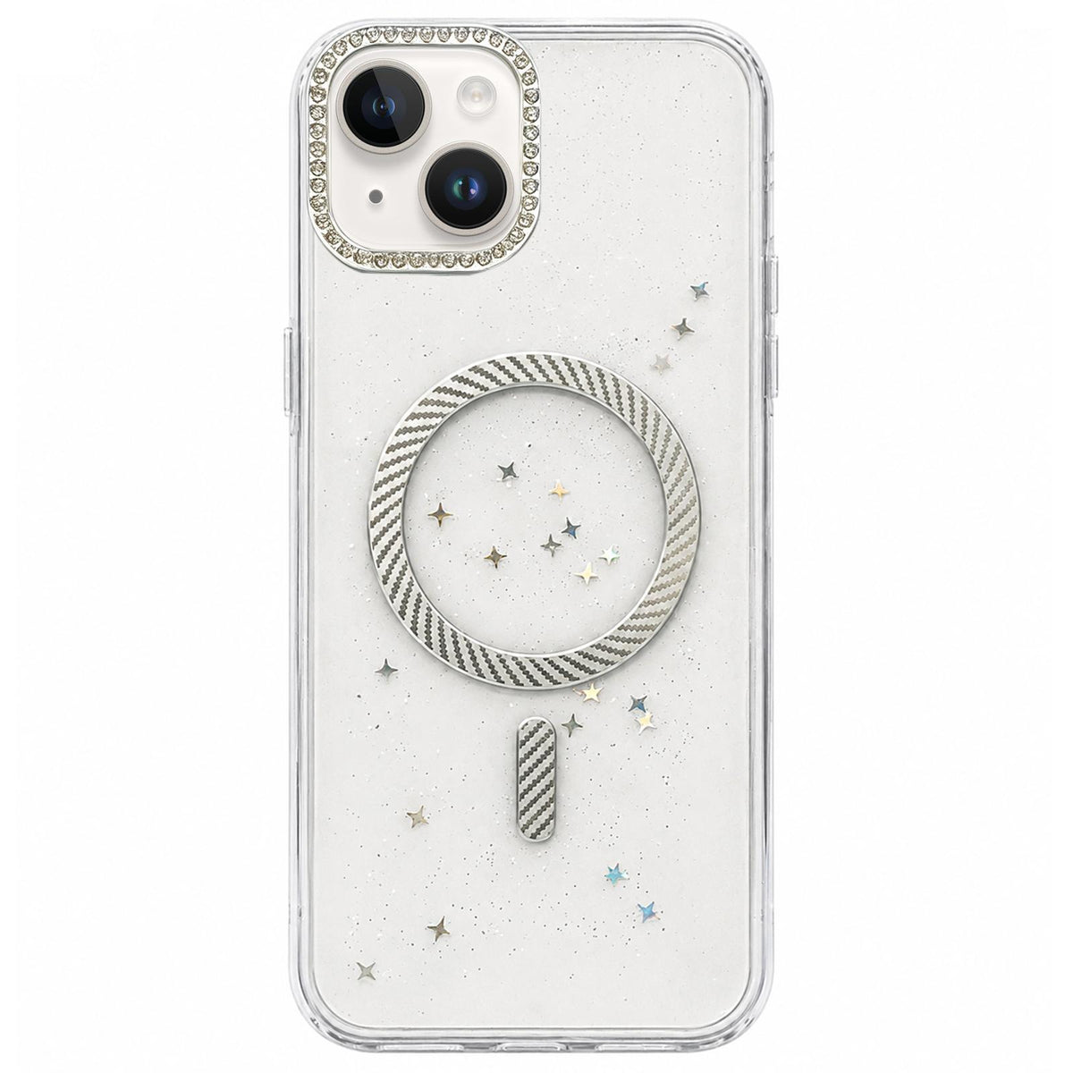For iPhone 13 Epoxy Glitter Threaded Magnetic Phone Case - Grey - EDA009771019C