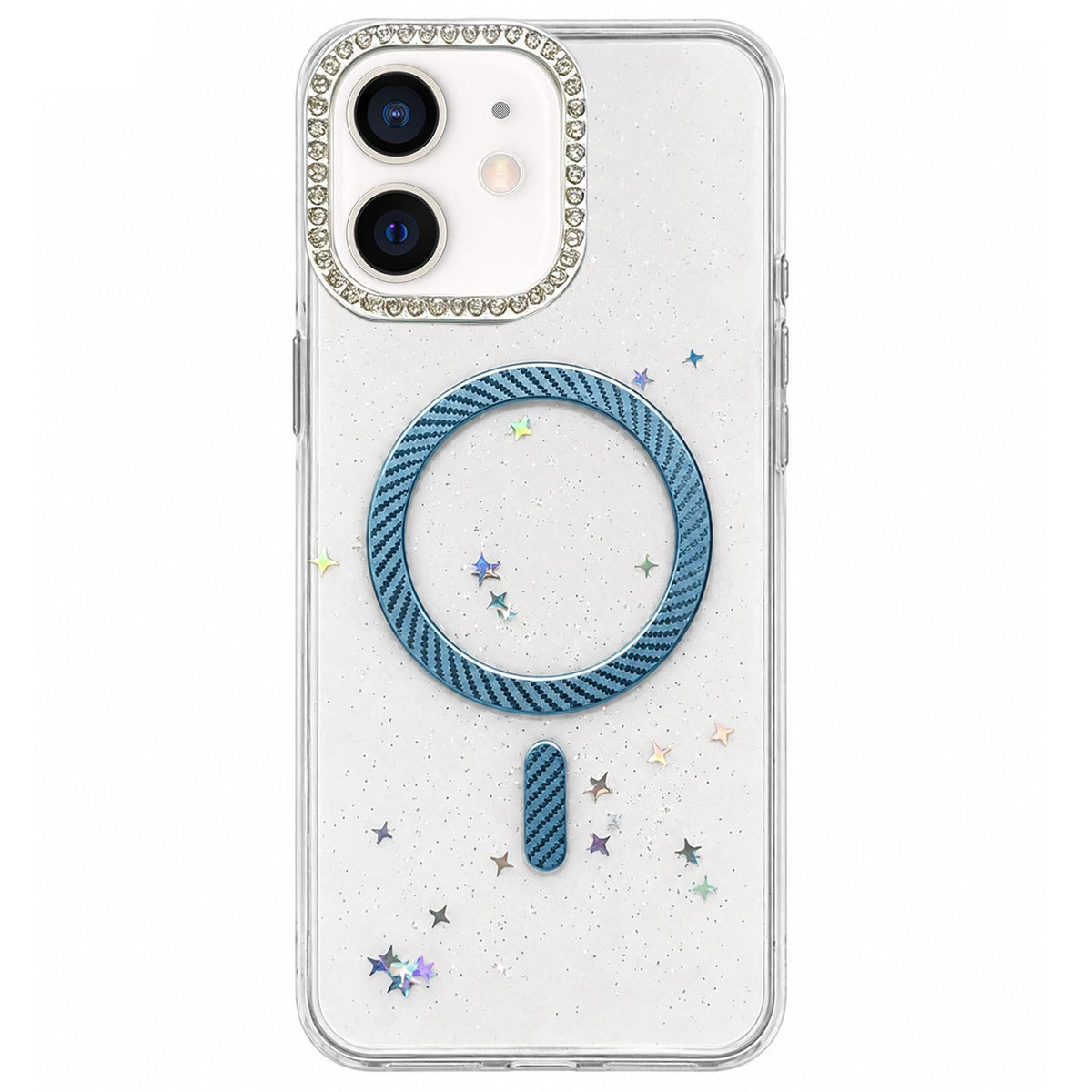 For iPhone 12 Epoxy Glitter Threaded Magnetic Phone Case - Blue - EDA009771020A