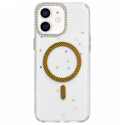 For iPhone 11 Epoxy Glitter Threaded Magnetic Phone Case - Gold - EDA009771024D