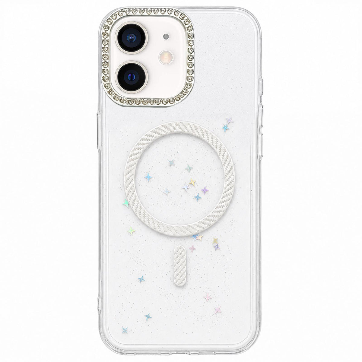 For iPhone 11 Epoxy Glitter Threaded Magnetic Phone Case - Silver - EDA009771024E