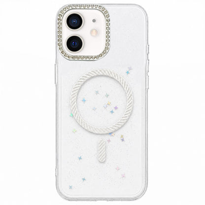 For iPhone 11 Epoxy Glitter Threaded Magnetic Phone Case - Silver - EDA009771024E