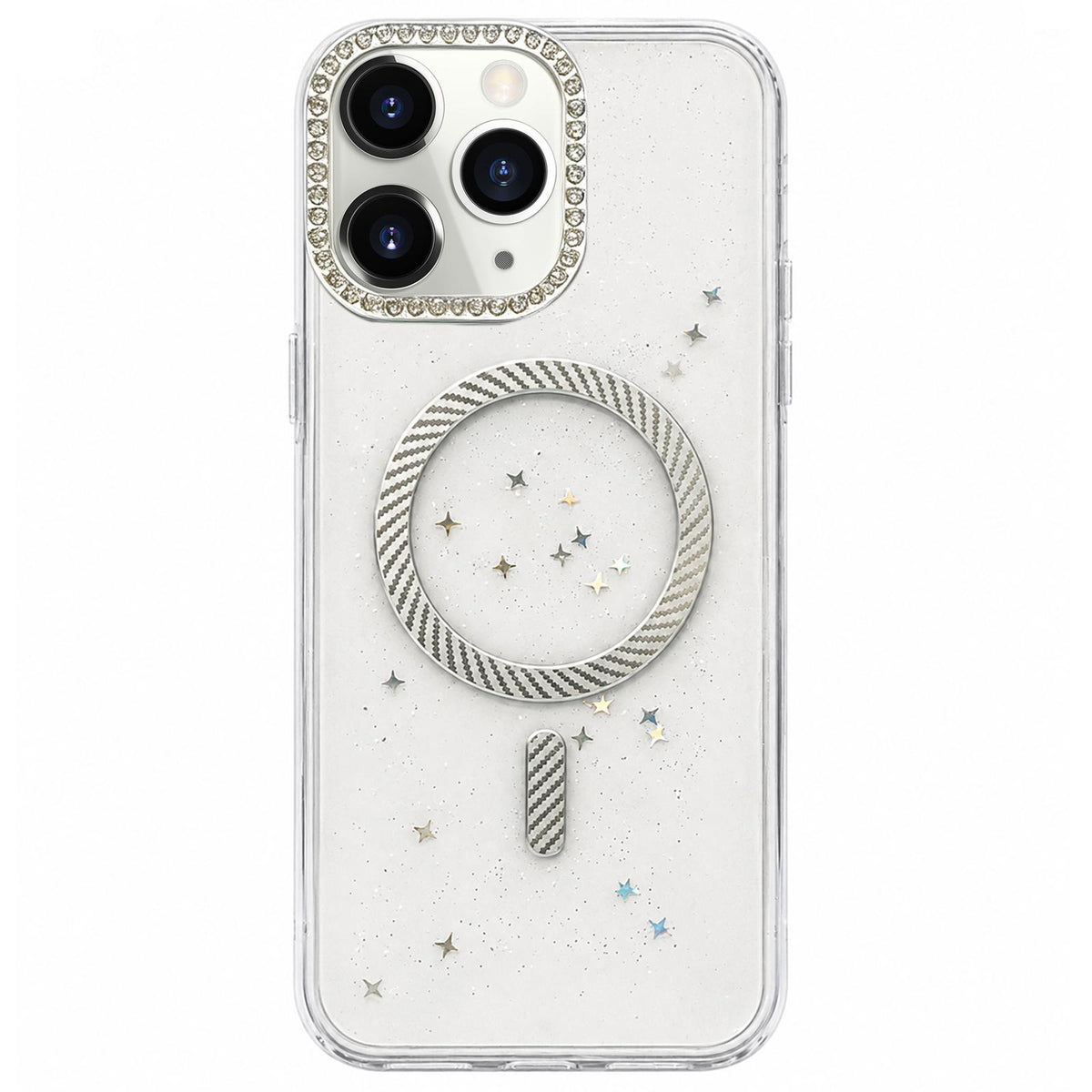 For iPhone 11 Pro Epoxy Glitter Threaded Magnetic Phone Case - Grey - EDA009771025C