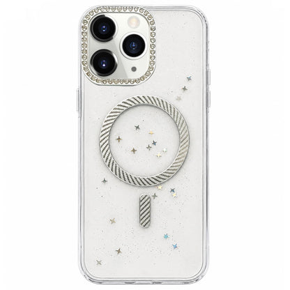 For iPhone 11 Pro Epoxy Glitter Threaded Magnetic Phone Case - Grey - EDA009771025C