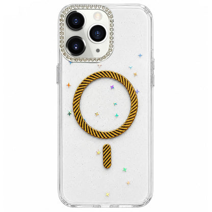 For iPhone 11 Pro Epoxy Glitter Threaded Magnetic Phone Case - Gold - EDA009771025D