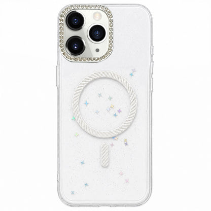 For iPhone 11 Pro Epoxy Glitter Threaded Magnetic Phone Case - Silver - EDA009771025E