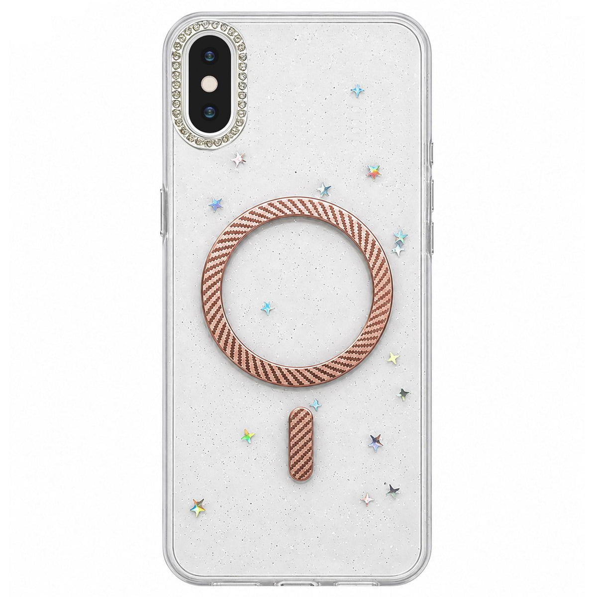 For iPhone X / XS Epoxy Glitter Threaded Magnetic Phone Case - Pink - EDA009771026B